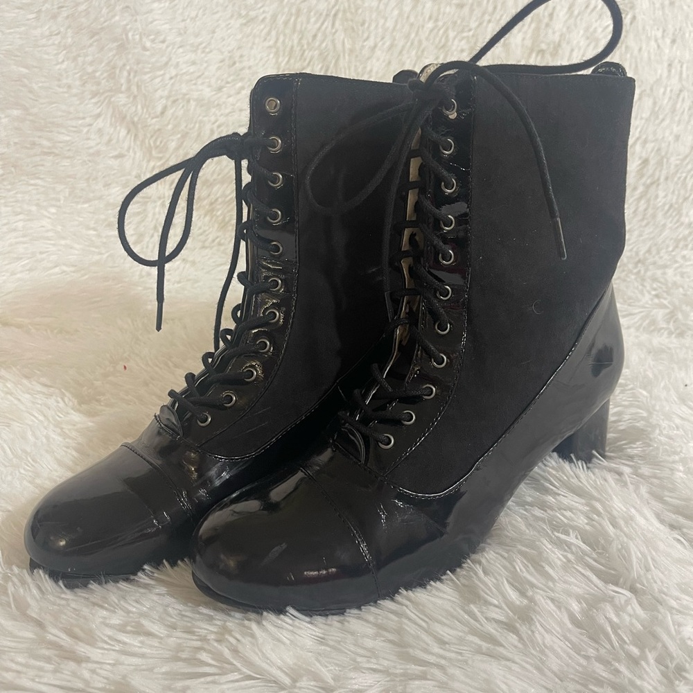 black lace up boots